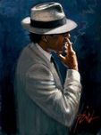 Fabian Perez Fabian Perez Smoking Under the Light in White Suit II